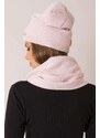 MladaModa Komplet - dámská čepice + šála L114 pudrově růžový