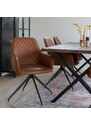 Nordic Living Hnědá koženková otočná jídelní židle Malvik