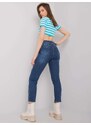Fashionhunters Andalusie tmavě modré distressed dámské džínové kalhoty