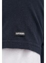 Bavlněné polo tričko Superdry tmavomodrá barva, hladké