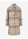 Hnědo-béžový dámský kostkovaný košilový kabát Tom Tailor Plaid - Dámské