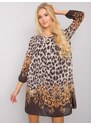 Fashionhunters OCH BELLA Béžové šaty s leopardím potiskem