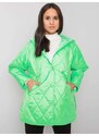 Fashionhunters Dámská prošívaná bunda s kapucí Selah - fluo zelená