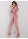 Fashionhunters Zaprášené růžové velurové pyžamo s kalhotami Camille RUE PARIS