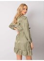 ITALY MODA OLIVOVÉ LESKLÉ ŠATY -OLIVE GREEN Khaki