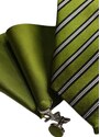 Vincenzo Boretti Zelený set kravaty, kapesníčku a knoflíčků