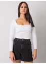 RUE PARIS BÍLÝ DÁMSKÝ CROP TOP S DLOUHÝMI RUKÁVY -WHITE Bílá