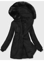 Z-DESIGN Černá dámská bunda "beránek" s kapucí (H-1030-01)