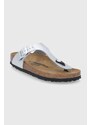 Žabky Birkenstock Gizeh dámské, stříbrná barva, na plochém podpatku, 43853.Gizeh-Silver