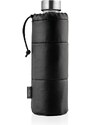EQUA Mismatch Puffy Black 750 ml designová luxusní ekologická skleněná lahev na pití s obalem z umělé kůže