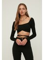 Trendyol Black Knitted Crop Collar Detailed Blouse