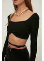 Trendyol Black Knitted Crop Collar Detailed Blouse