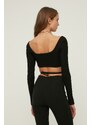 Trendyol Black Knitted Crop Collar Detailed Blouse