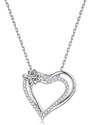 Emporial stříbrný náhrdelník Dvojité čiré srdce BSN240