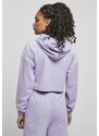 URBAN CLASSICS Ladies Cropped Velvet Oversized Hoody - lavender