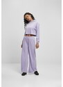 URBAN CLASSICS Ladies Cropped Velvet Oversized Hoody - lavender