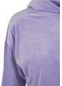 URBAN CLASSICS Ladies Cropped Velvet Oversized Hoody - lavender