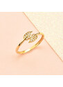 Lillian Vassago Zlatý prsten s přírodním motivem LLV95-GR032