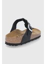 Kožené žabky Birkenstock Gizeh Braided dámské, černá barva, na plochém podpatku