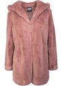 Dámský kabát Urban Classics Ladies Hooded Teddy Coat - starorůžový