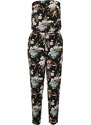 URBAN CLASSICS Ladies Viscose Bandeau Jumpsuit - black tropical