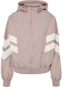 URBAN CLASSICS Ladies Crinkle Batwing Jacket - duskrose/whitesand