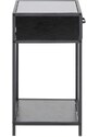 Scandi Černý jasanový noční stolek Darila 42 x 35 cm se zásuvkou