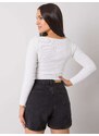 RUE PARIS BÍLÝ DÁMSKÝ CROP TOP S DLOUHÝMI RUKÁVY -WHITE Bílá