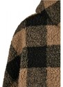 URBAN CLASSICS Ladies Hooded Oversized Check Sherpa Jacket - softtaupe/black