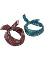 URBAN CLASSICS Satin Bandana 2-Pack - cherry/teal