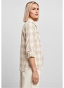 URBAN CLASSICS Ladies Turnup Checked Flanell Shirt - whitesand/lighttaupe