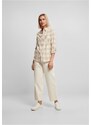 URBAN CLASSICS Ladies Turnup Checked Flanell Shirt - whitesand/lighttaupe