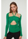 Trendyol X Sagaza Studio Green Tie Detailed Knitwear Blouse