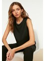 Trendyol Black Sleeveless Woven Linen Look Blouse