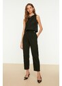 Trendyol Black Sleeveless Woven Linen Look Blouse