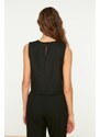 Trendyol Black Sleeveless Woven Linen Look Blouse