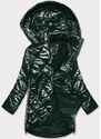 Libland Lehká zelená lesklá dámská bunda s lemovkami (LD7258BIG)