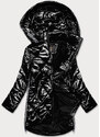 Libland Lehká černá lesklá dámská bunda s lemovkami (LD7258BIG)