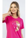 Vienetta Dámská noční košile s krátkým rukávem Patricie - tmavě růžová