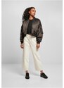 URBAN CLASSICS Dámska bomber bunda Oversized - černý satén