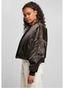 URBAN CLASSICS Dámska bomber bunda Oversized - černý satén