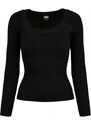 URBAN CLASSICS Ladies Wide Neckline Sweater - black