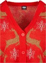 URBAN CLASSICS Ladies Short Oversized Christmas Cardigan - red/gold