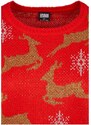 URBAN CLASSICS Ladies Oversized Christmas Sweater - red/gold