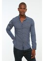 Trendyol Navy Blue Men's Slim Fit Large Collar Shirt