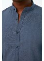 Trendyol Navy Blue Men's Slim Fit Large Collar Shirt