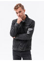 Ombre Clothing Pánská riflová bunda - černá/šedá C525