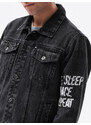 Ombre Clothing Pánská riflová bunda - černá/šedá C525