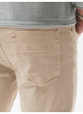 Ombre Clothing Pánské džínové kalhoty bez oděru SLIM FIT - béžové V8 OM-PADP-0148