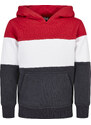 Urban Classics Kids Chlapecká 3-Tone Hoody fire red/white/navy